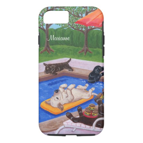 Personalized Pool Party Labradors 2 iPhone 87 Case