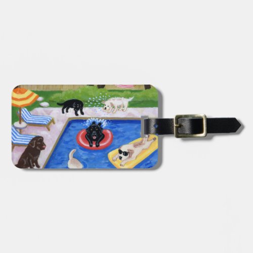 Personalized Pool Party Labradors Luggage Tag