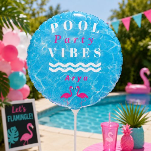 Personalized Pool Party Vibes Summer Balloon