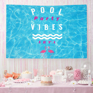 Personalized Pool Party Vibes Summer Banner