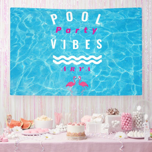 Personalized Pool Party Vibes Summer Banner (Party)
