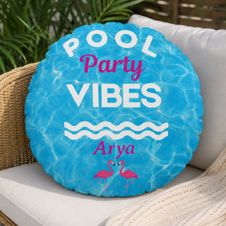 Personalized Pool Party Vibes Throw Pillow