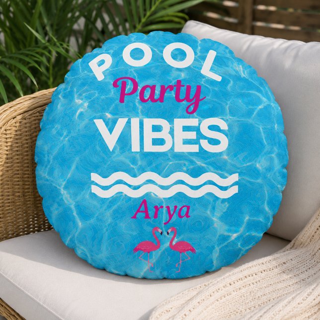 Personalized Pool Party Vibes Throw Pillow (Creator Uploaded)
