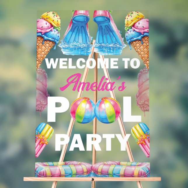 Personalized Pool Party Welcome Acrylic Sign (Neutral)