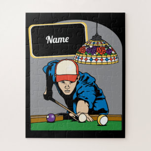 Personalized Pool Player Billiards Jigsaw Puzzle