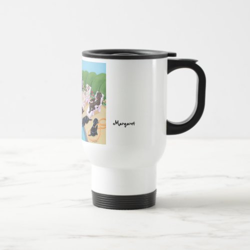 Personalized Poolside Party Labradors Travel Mug