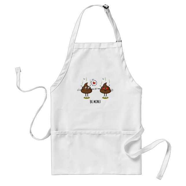 Personalized Poop Emoji Love Couple  Adult Apron (Front)