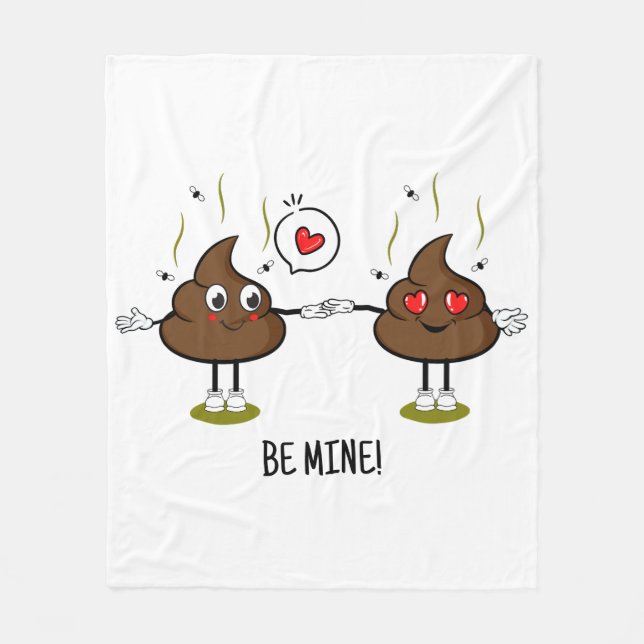 Personalized Poop Emoji Love Couple  Fleece Blanket (Front)