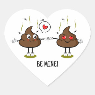 Personalized Poop Emoji Love Couple Heart Sticker