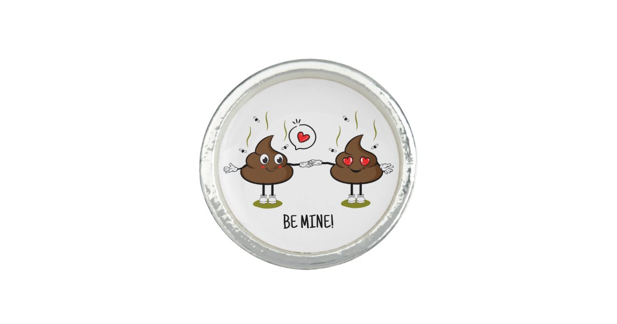 Personalized Poop Emoji Love Couple Ring | Zazzle