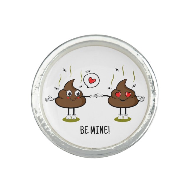 Personalized Poop Emoji Love Couple  Ring (Front)