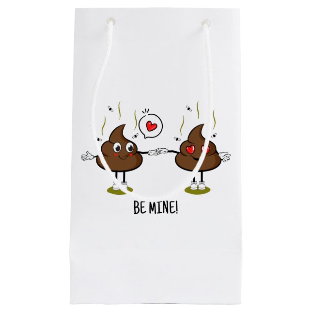 Personalized Poop Emoji Love Couple  Small Gift Bag (Front)