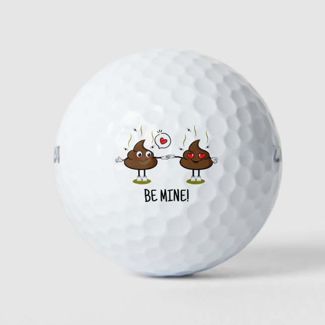 Personalized Poop Emoji Love Golf Balls (Front)