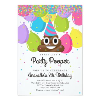 Personalized Poop Emoji Themed Birthday Party Invitation