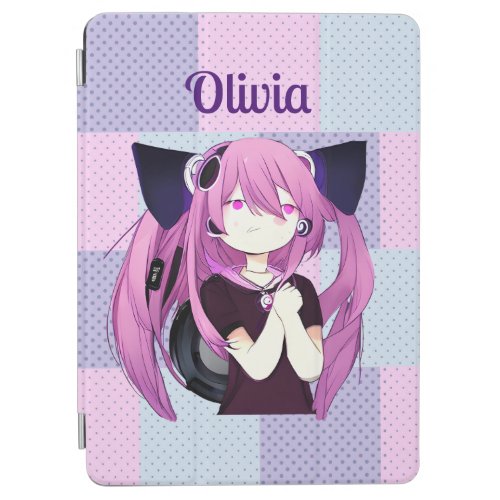 Personalized Pop Art Anime Girl Purple iPad Air Cover