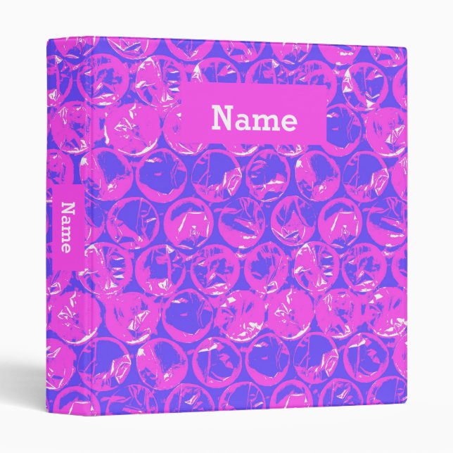 Personalized pop art bubble wrap 3 ring binder (Front/Spine)
