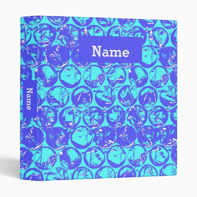 Personalized pop art bubble wrap 3 ring binder (Front/Spine)