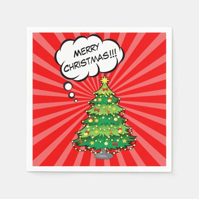 Personalized Pop Art Christmas Tree Napkins (Front)