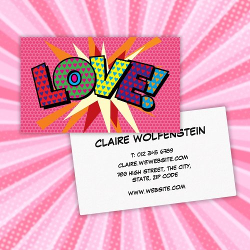 Personalized Pop Art Comic Book LOVE Business Card