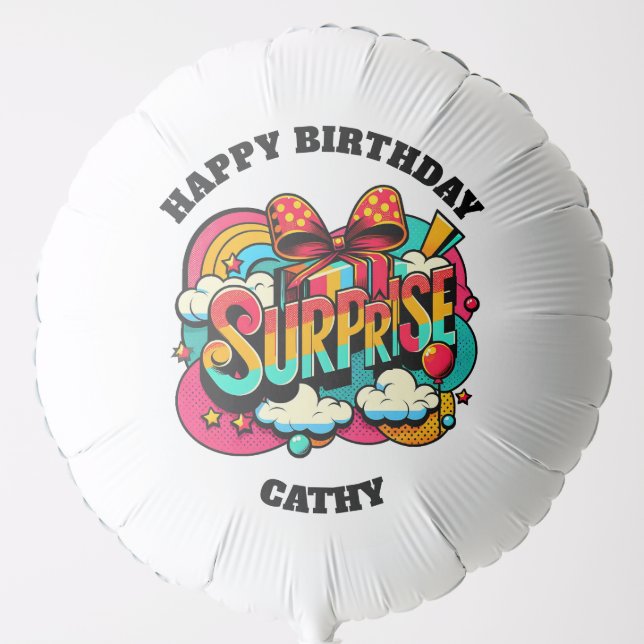 Personalized Pop Art Retro Birthday Balloon (Front)