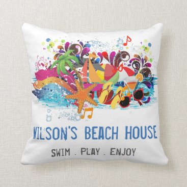Personalized Pop Art Retro Summer Beach Pillows