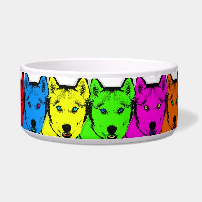 Personalized Pop Art Siberian Husky Bowl (Right)