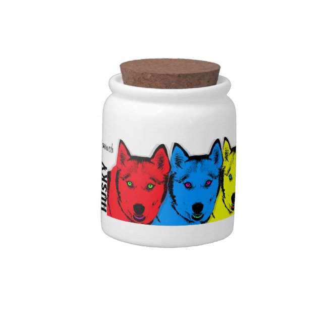 Personalized Pop Art Siberian Husky Treat Jar (Left)