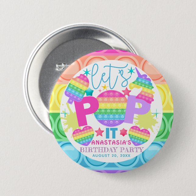 Personalized Pop It Birthday Button (Front & Back)