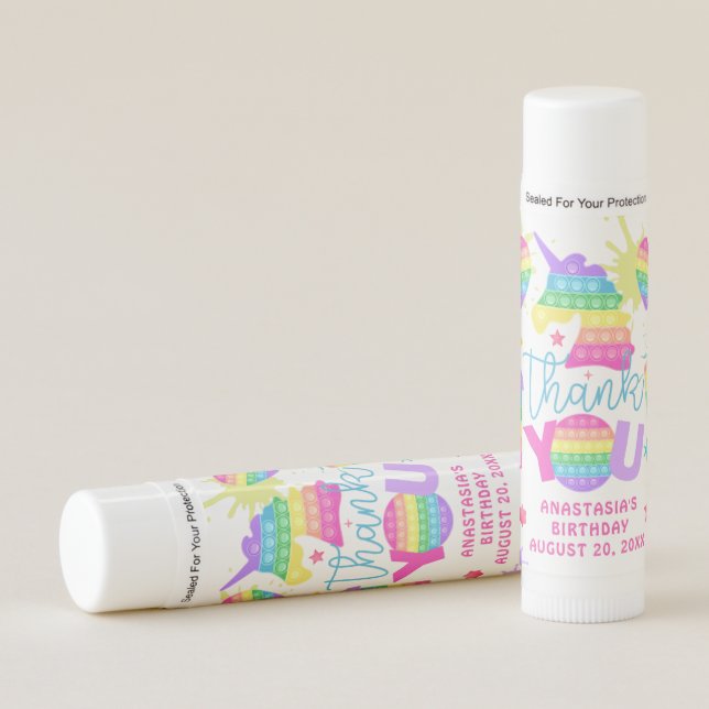 Personalized Pop It Birthday Favor Lip Balm (Front)