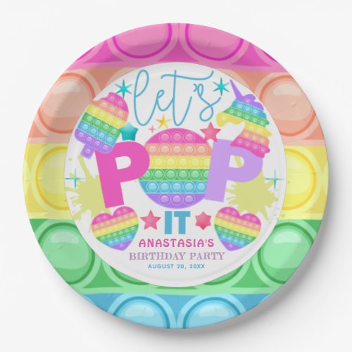 Personalized Pop It Birthday  Paper Plates