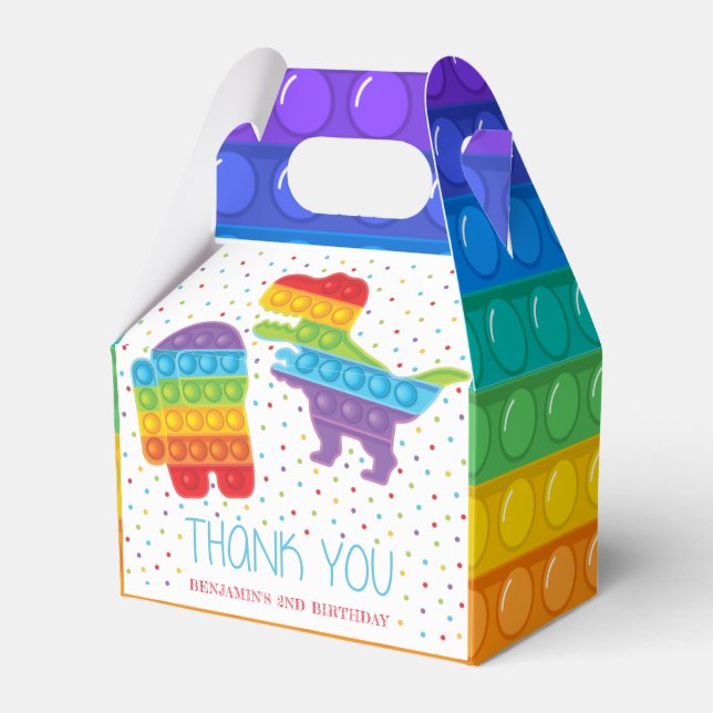 Personalized Pop It Boy Birthday  Favor Boxes (Front Side)
