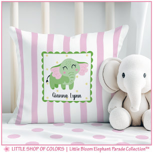 Personalized Poppy Elephant Nursery Throw Pillow