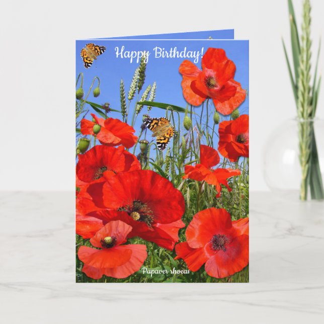 Personalized Poppy Field Happy Birthday Card (Front)