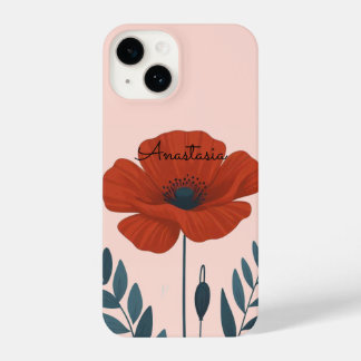 Personalized poppy floral phone case