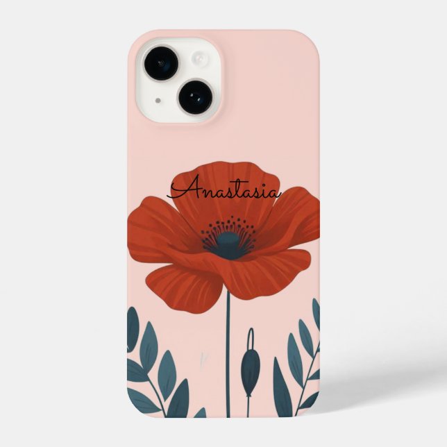 Personalized poppy floral phone case (Back)
