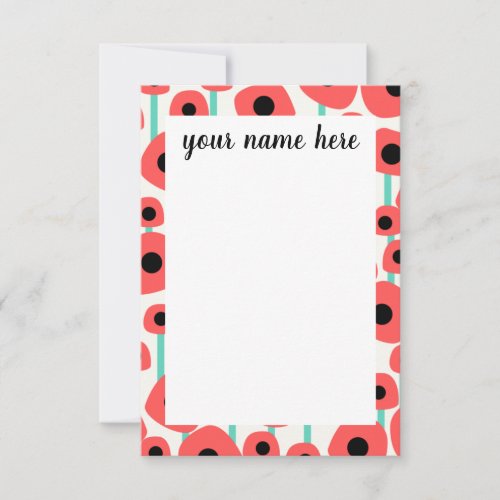 Personalized Poppy Flowers Notecards