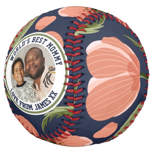 Personalized Poppy Pattern Photo Mothers Day Softball