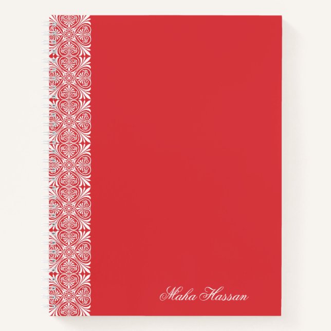 Personalized Poppy Red Floral Notebook   (Front)