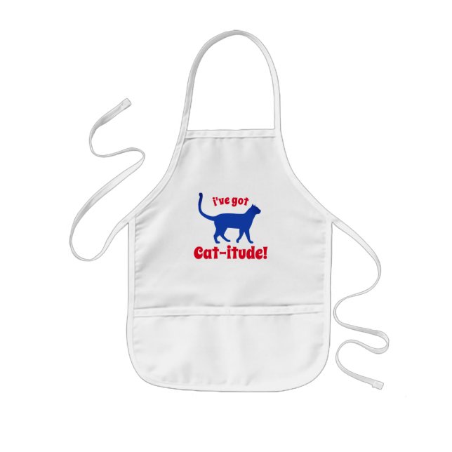 Personalized Popular I've Got Cat-itude  Kids' Apron (Front)