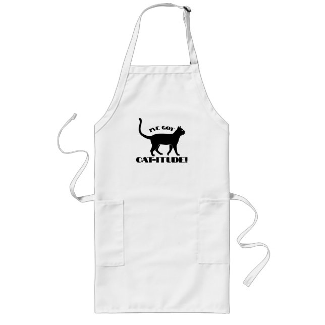 Personalized Popular I've Got Cat-itude  Long Apron (Front)