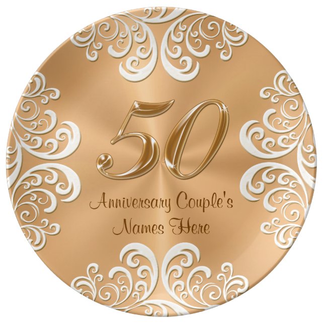 Personalized Porcelain 50th Anniversary Gold Plate (Front)