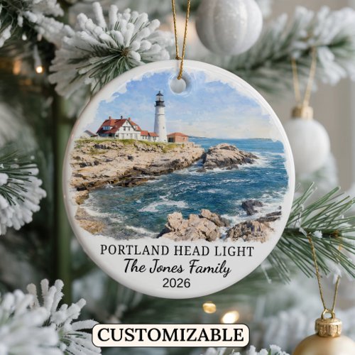 Personalized Portland Head Lighthouse, Maine Ceramic Ornament