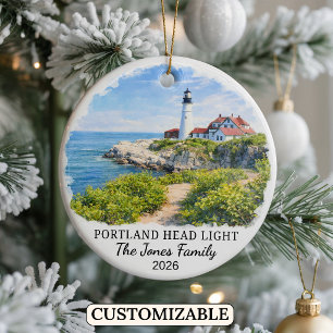 Personalized Portland Head Lighthouse, Maine Ceramic Ornament