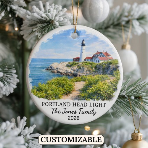 Personalized Portland Head Lighthouse, Maine Ceramic Ornament