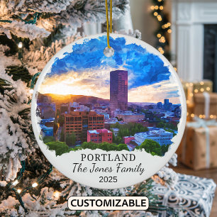 Personalized Portland Ornament, Oregon State Ceramic Ornament
