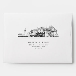 Personalized Portland Skyline Sketch Envelope