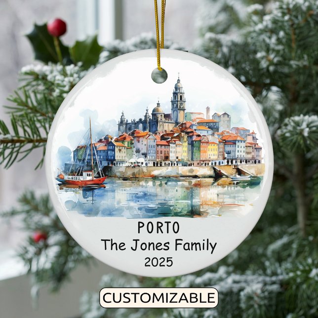 Personalized Porto Ornament, Portugal Ceramic Ornament (Creator Uploaded)