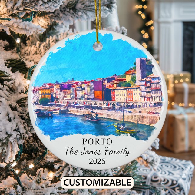 Personalized Porto Ornament, Portugal Gift Ceramic Ornament (Creator Uploaded)