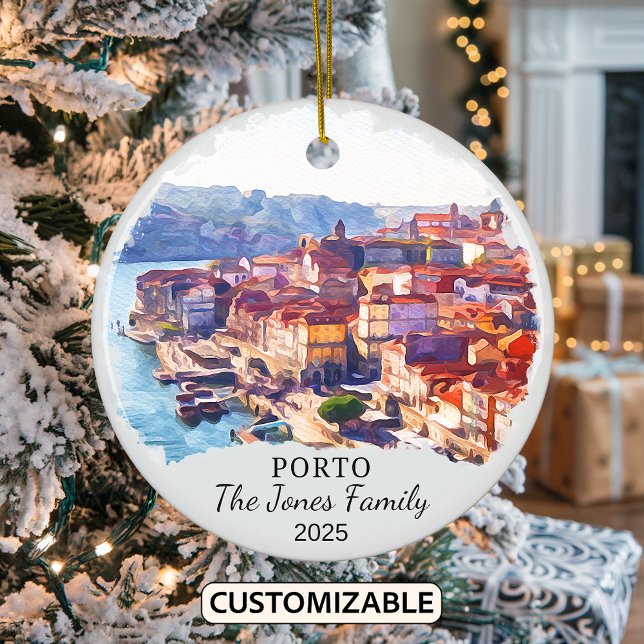Personalized Porto Ornament, Portugal Gift Ceramic Ornament (Creator Uploaded)