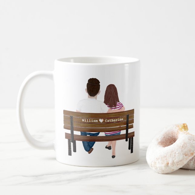 Personalized Portrait Couple You're My Person Cute Coffee Mug (With Donut)